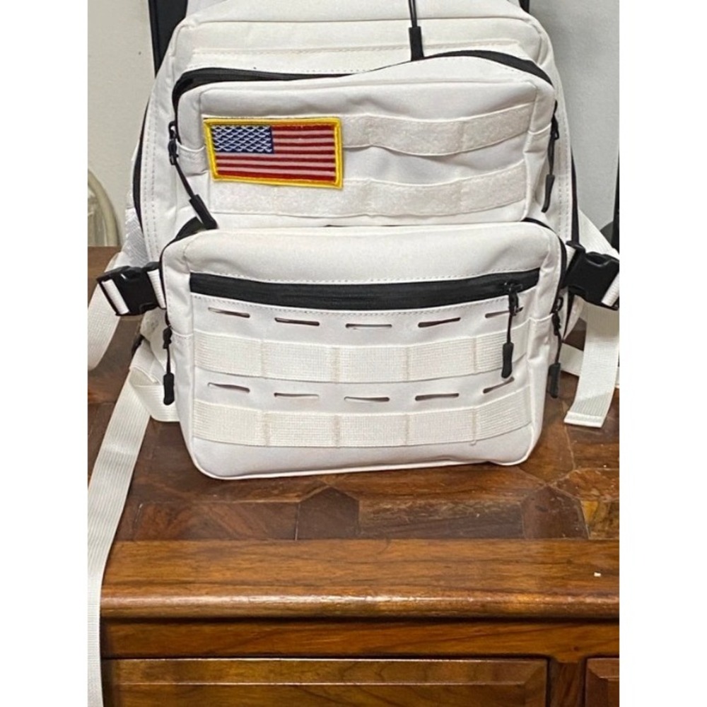 FlipFit Mini Backpack Unisex 9L White Tactical MOLLE Water Resistant